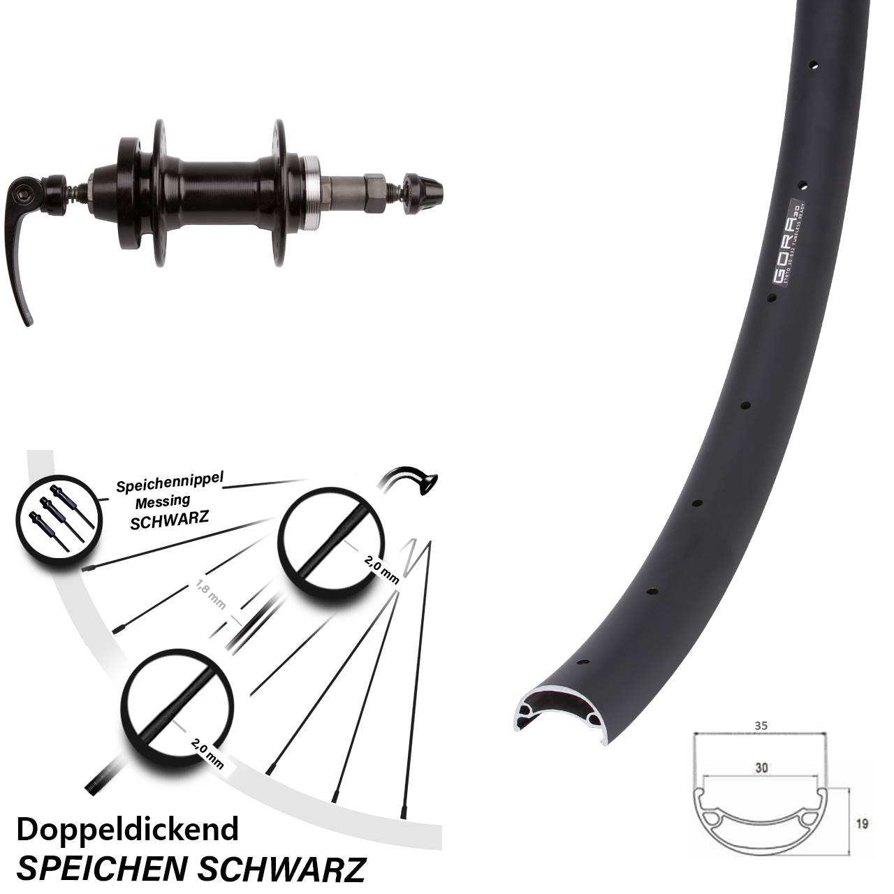 Disc Laufrad 29 Zoll Gora 30 Novatec für Schraubkranz Schnellspanner