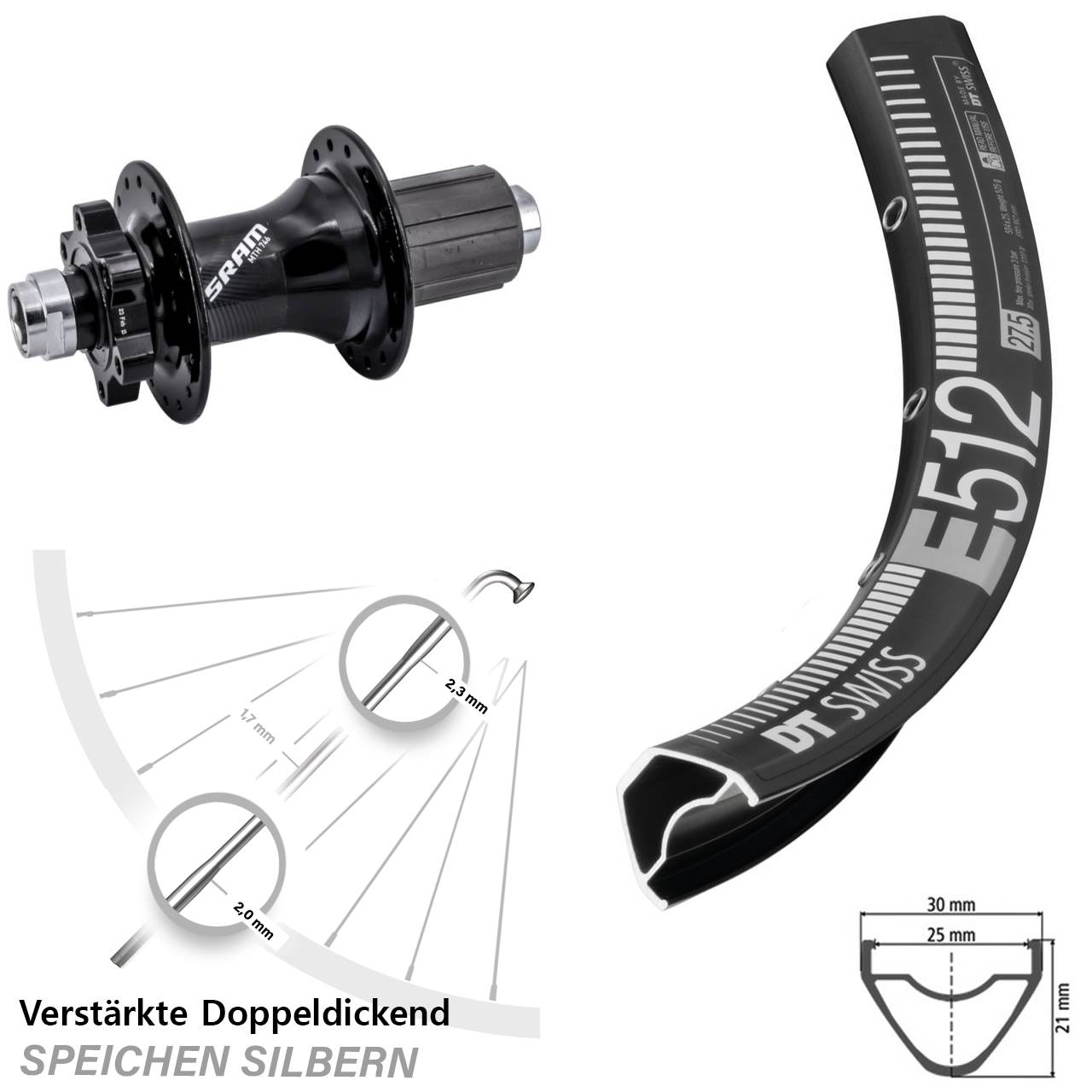 Disc Laufrad 12x148 29 Zoll DT Swiss E 512 Sram 746 8-11 fach