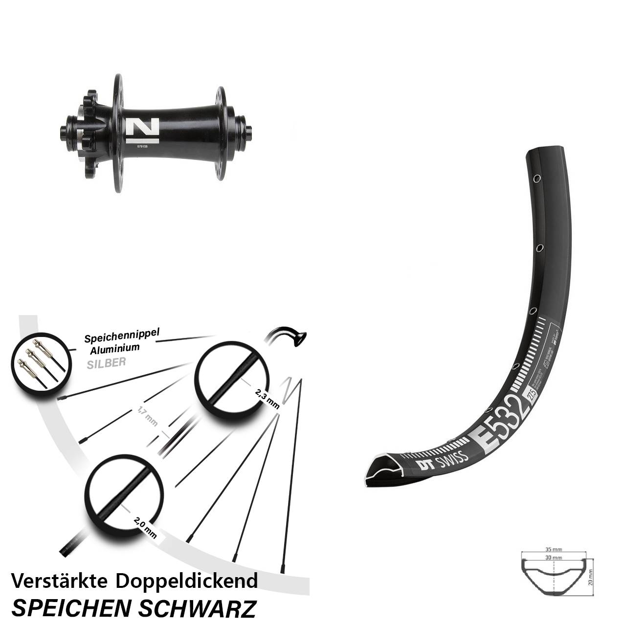 29 Zoll DT Swiss E532 Novatec D791 Vorderrad 6-Loch für Schnellspanner