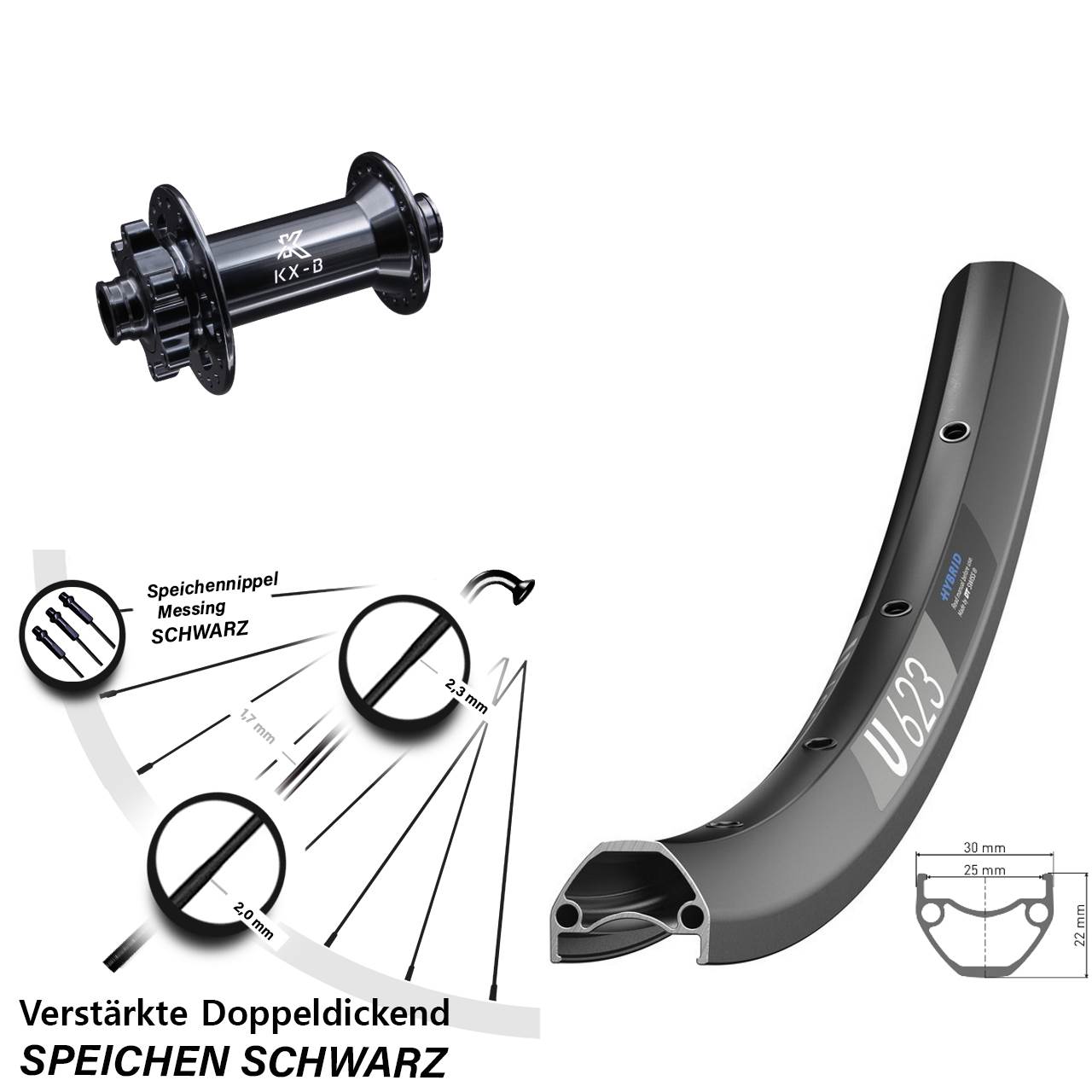 DT Swiss U 623 Vorderrad 29 Zoll mit KX-B 15x110 mm Centerlock Boost