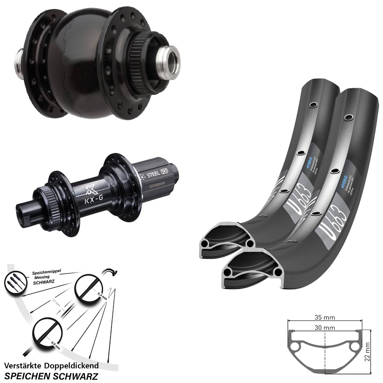 Centerlock Laufradsatz 26 Zoll DT Swiss U663 KX-GS Heavy Duty SON 28 8-12 fach 12x100/142