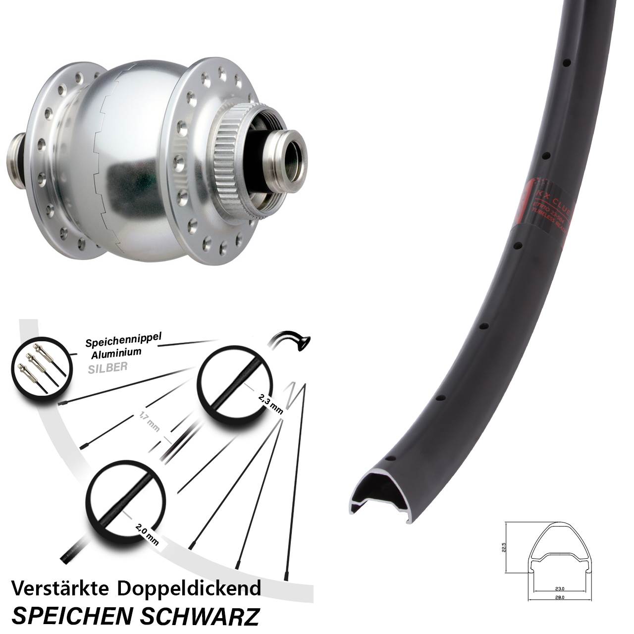 SON 28 KX Clue 29 Zoll Disc Vorderrad mit Nabendynamo 12x100