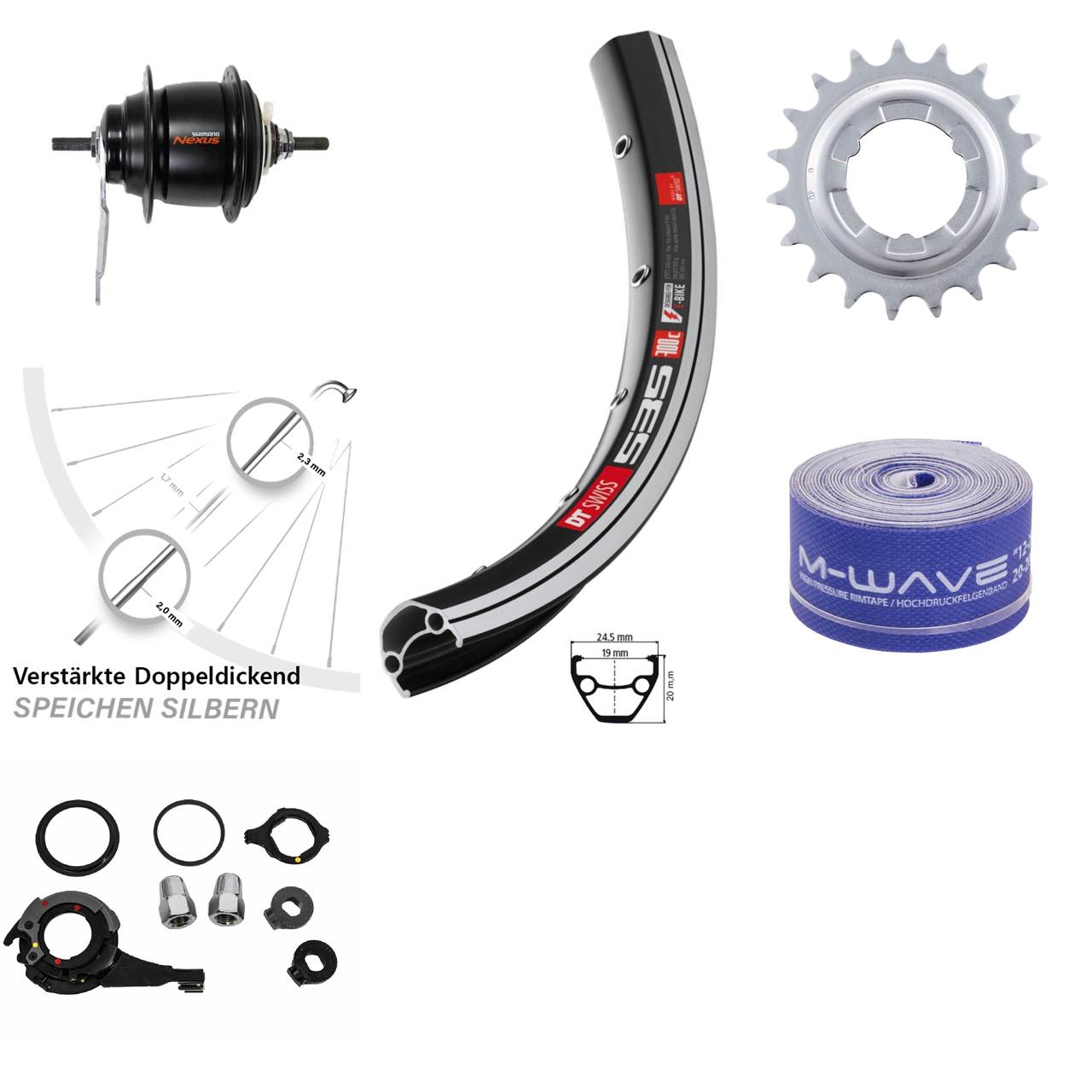 28 Zoll Hinterrad Shimano Nexus 8 Gang DT Swiss 535