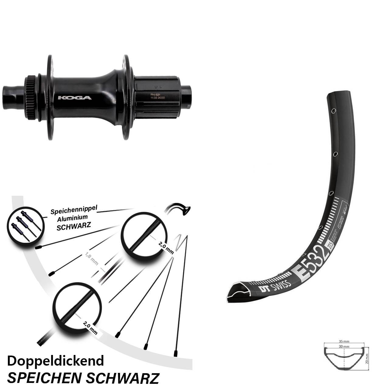 Hinterrad Centerlock 12x148 29 Zoll DT Swiss E532 Formula ECT-148S 8-11 fach HG