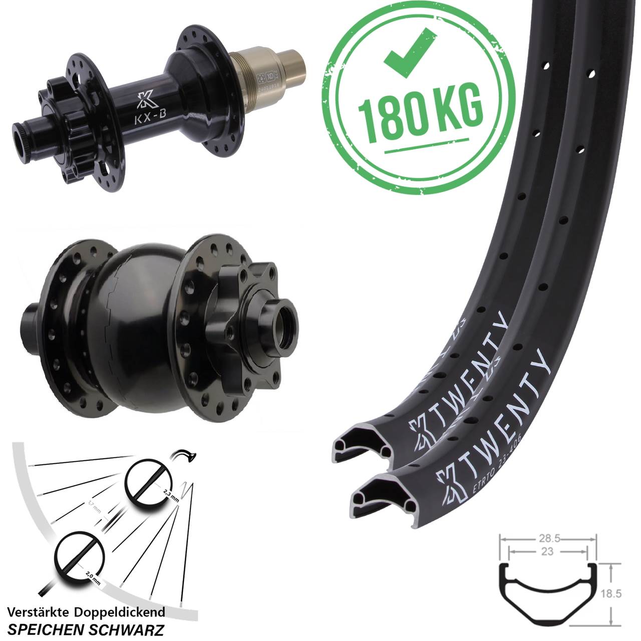 Disc Laufrad-Satz 15x110 12x148 20 Zoll KX-B Twenty SON 28 XD 11-12 fach
