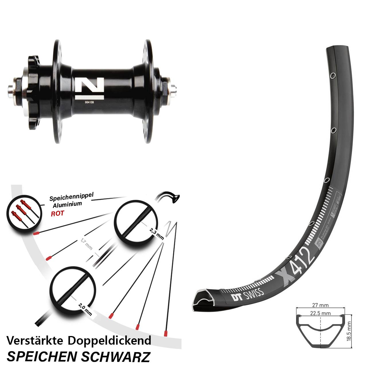 Disc 29 Zoll Vorderrad DT Swiss X412 Novatec D-041 QR