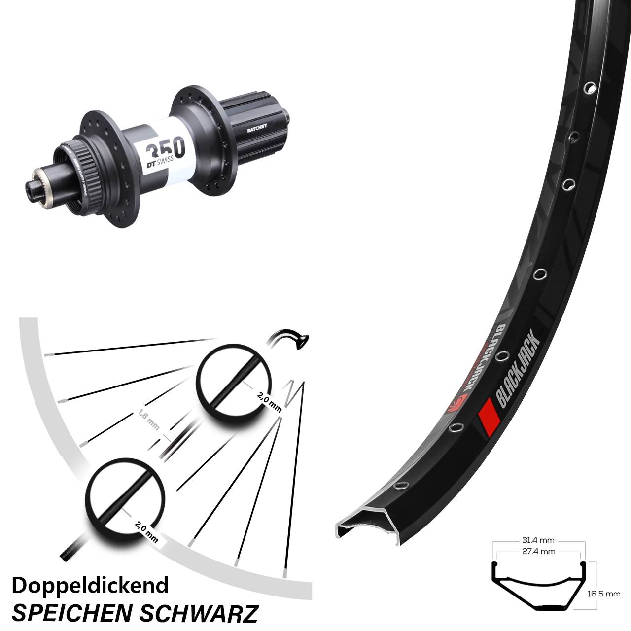 Boost Disc Laufrad QR 27,5 Zoll Rodi Ready 27 DT Swiss 350 8-11 fach