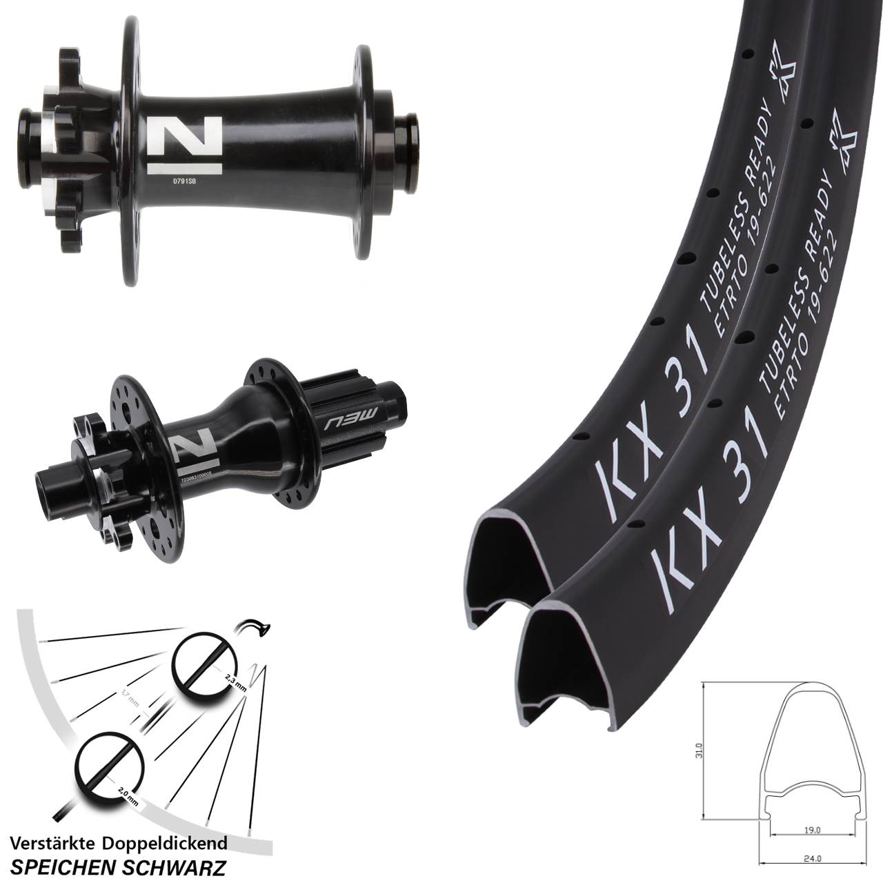 Disc Laufradsatz 12x100/142 28 Zoll KX31 Novatec D791 Superlight Campagnolo N3W