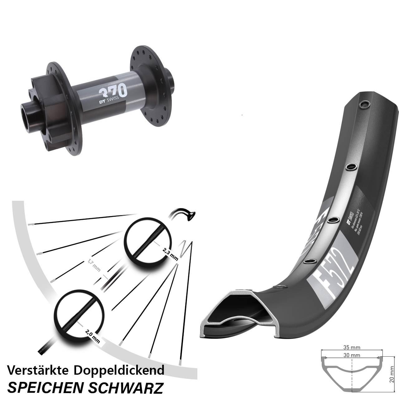 DT Swiss F572-370 29 Zoll Disc Vorderrad 15x110 Boost