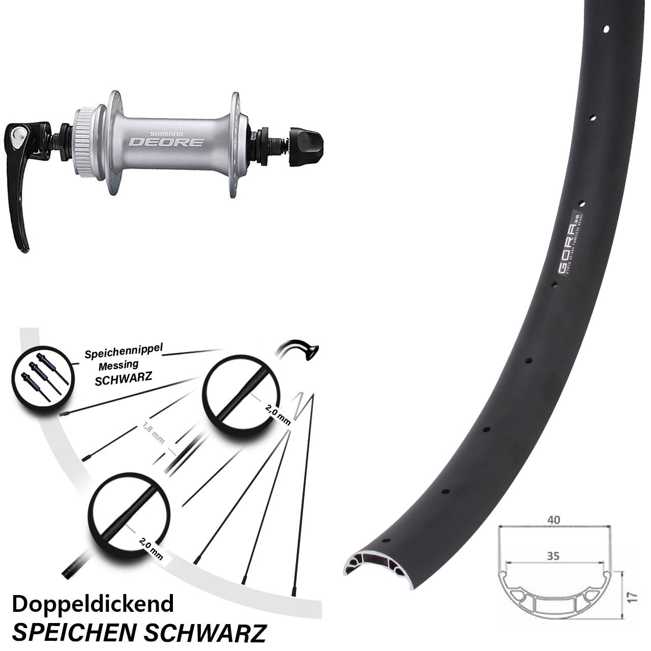 Gora 35 Shimano Deore HB-M6000 27,5 Zoll Centerlock Vorderrad QR