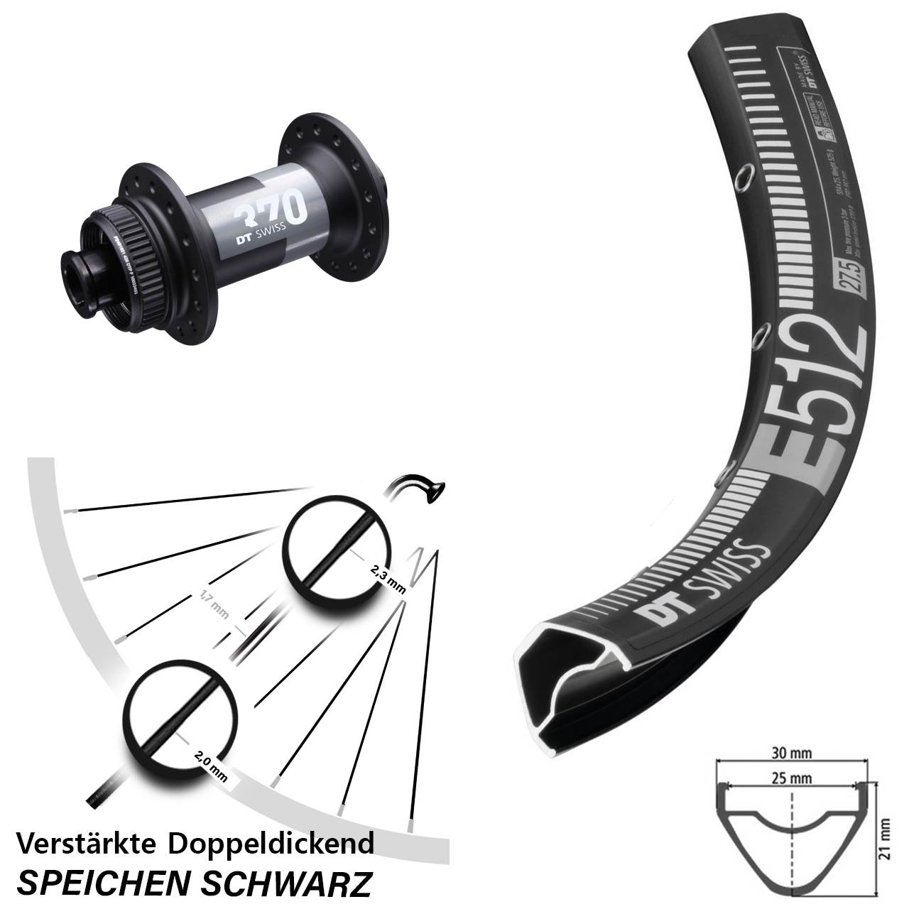29 Zoll Vorderrad Centerlock DT Swiss E512-370 15x100