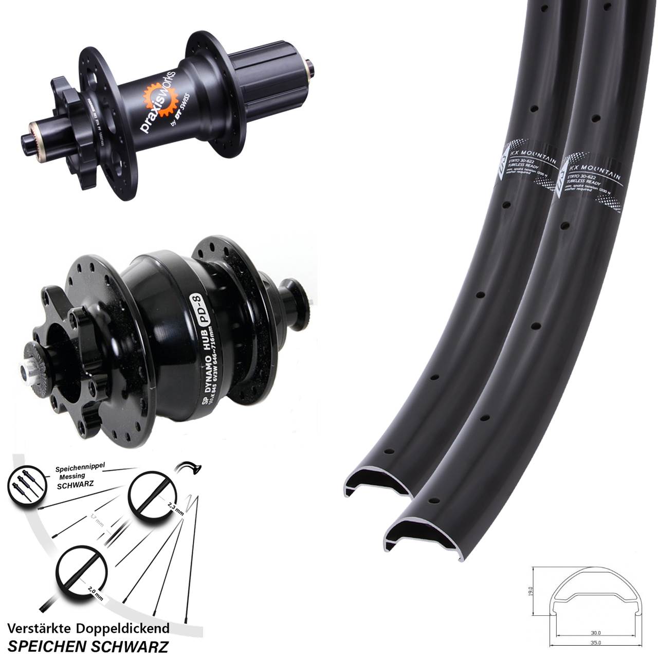 Disc Laufradsatz 29 Zoll KX Mountain DT Swiss 350 6-Loch 5x135 HG S PD-8 8-11 fach QR