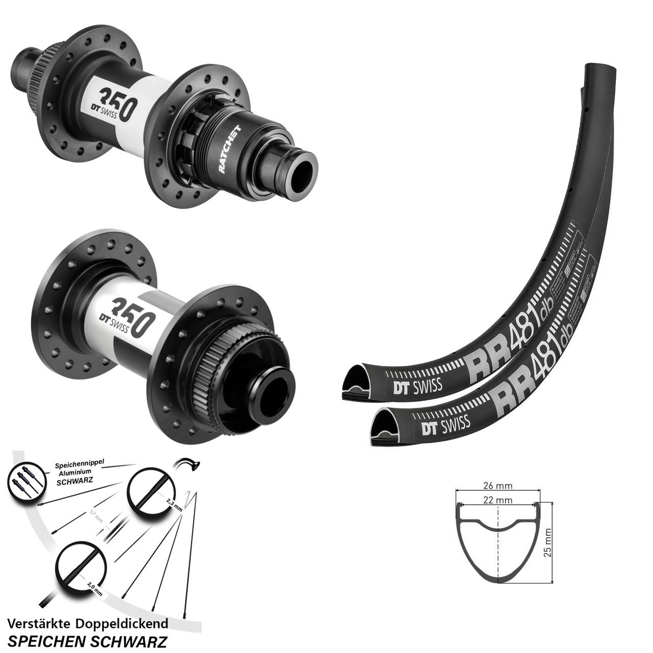 DT Swiss RR 481-350 Road 28 Zoll Disc Laufrad-Satz 12x100/142 SRAM XDR
