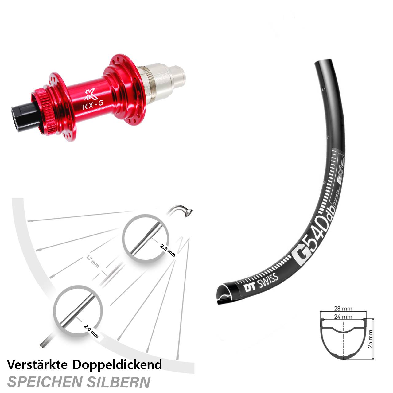 Disc Laufrad 12x142 28-29 Zoll DT Swiss G 540 KX-G rot SRAM XDR