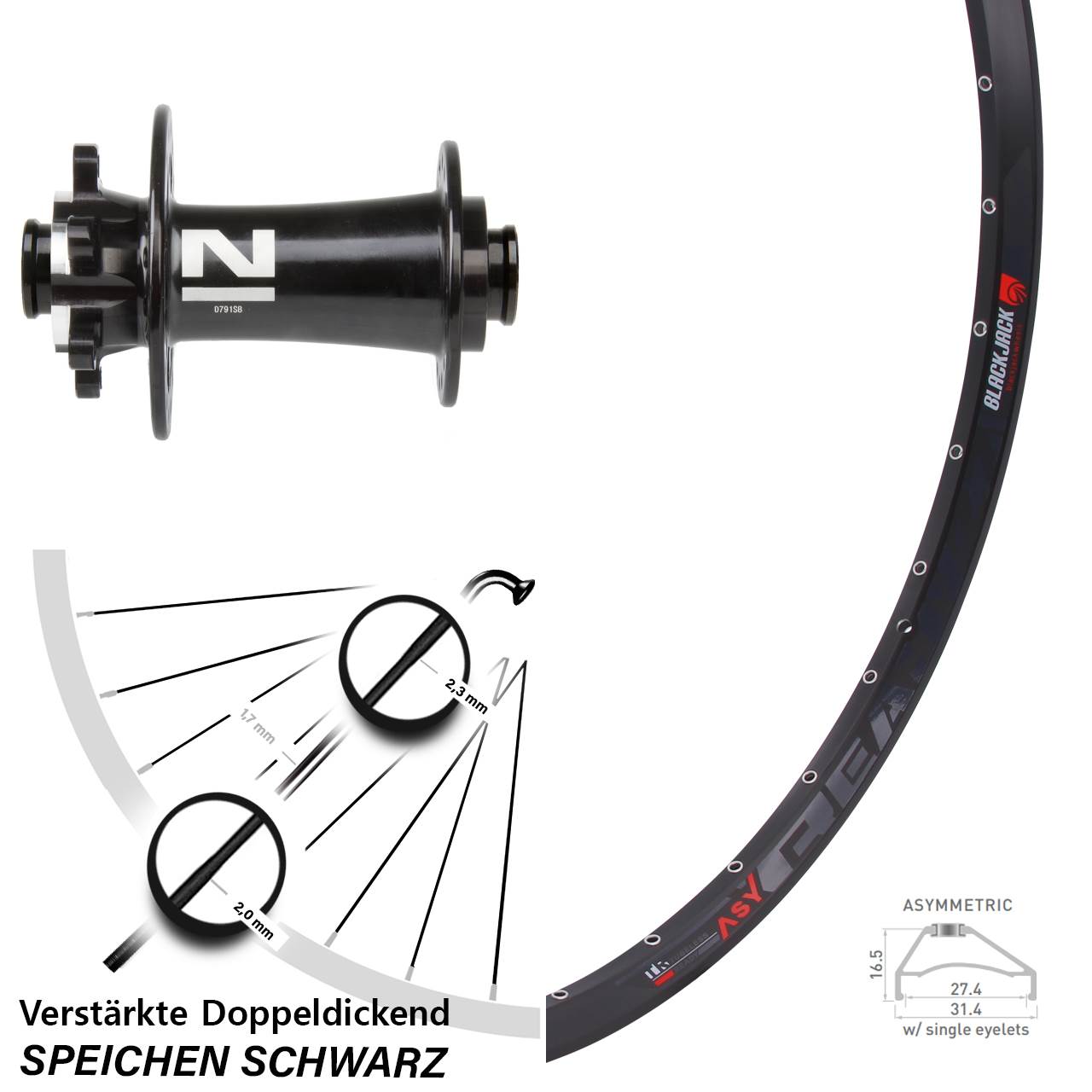 Disc Vorderrad 27,5 Zoll Rodi Ready 27 Novatec D791 15x100
