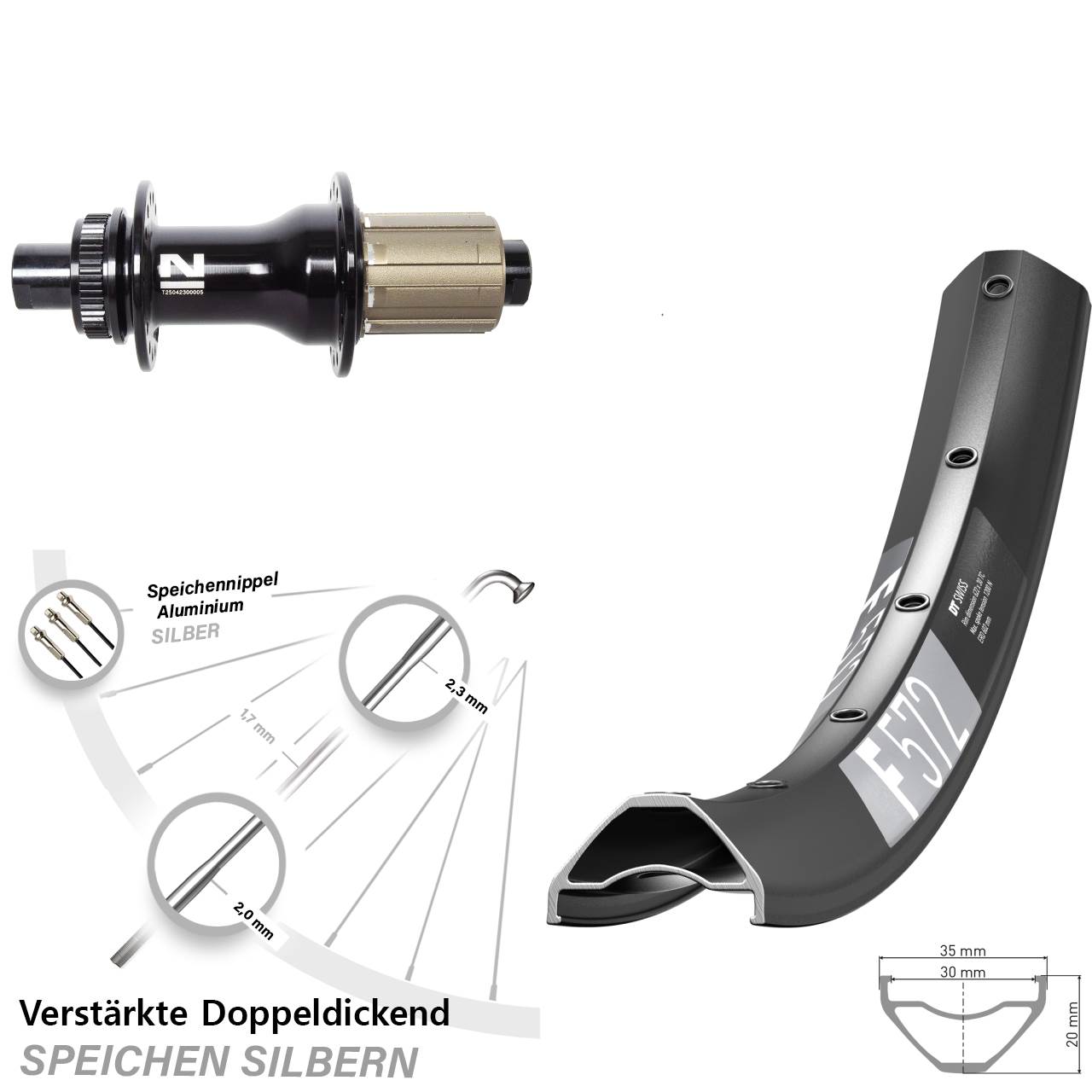 Centerlock Hinterrad 12x142 29 Zoll DT Swiss F 572 Novatec D792 8-12 fach HG