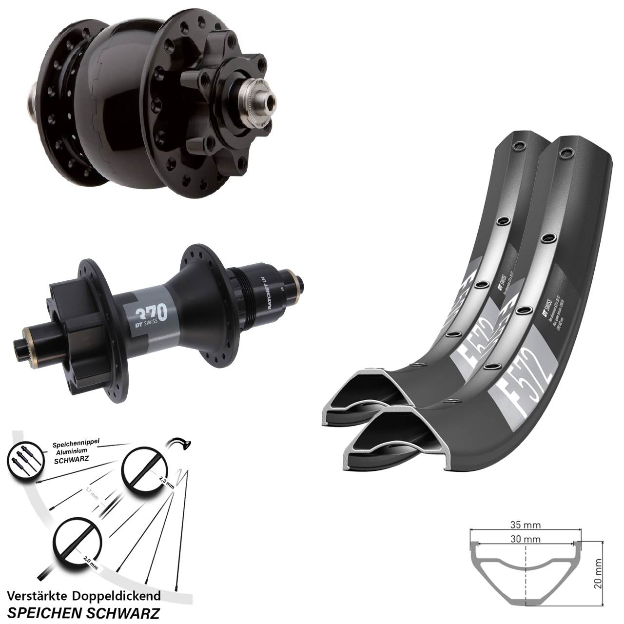 DT Swiss F 572 370 SON 28 650B Disc Laufradsatz für Schnellspanner XD 11-12 fach