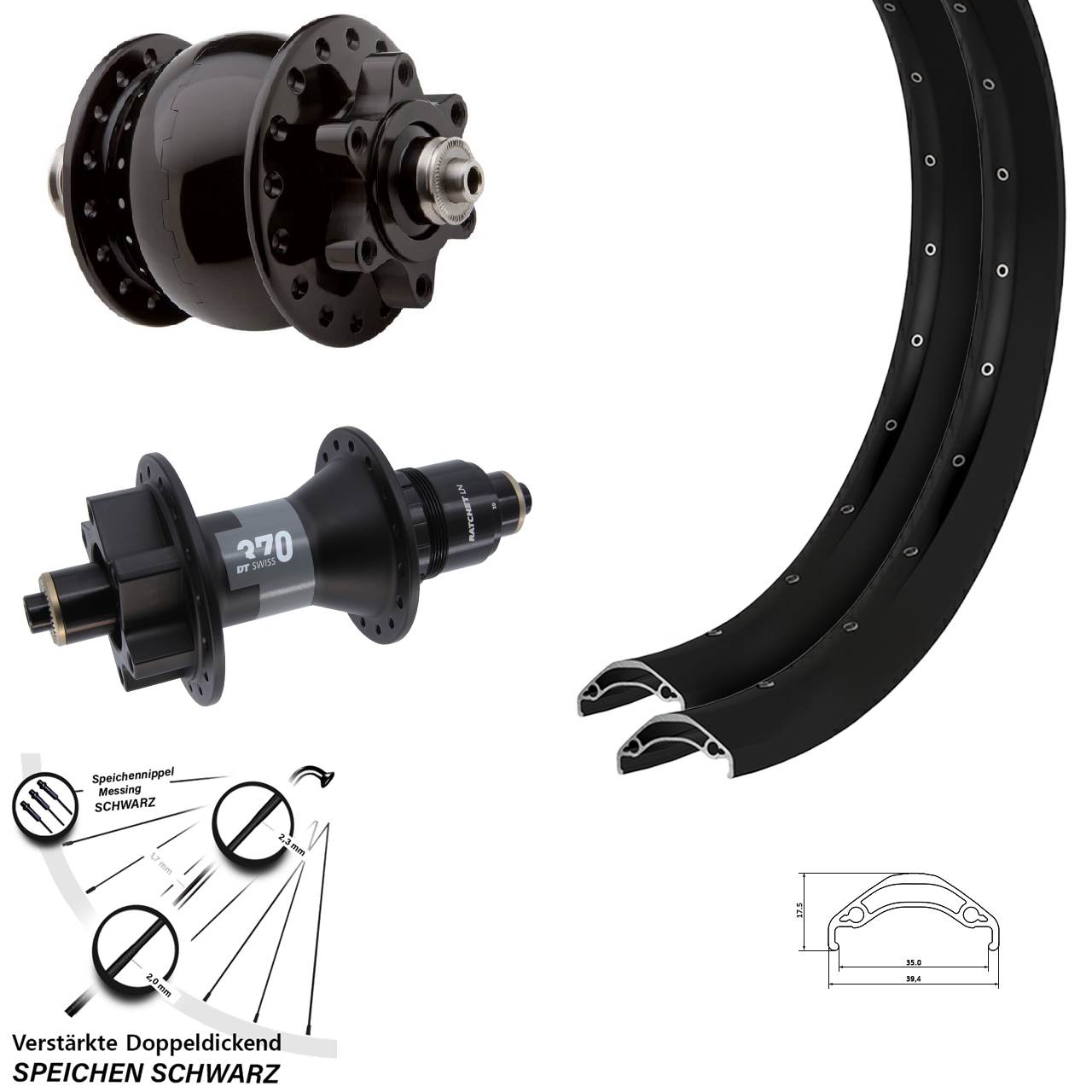 29 Zoll Ryde Disc 35 DT Swiss 370 SON 28 Laufradsatz QR XD