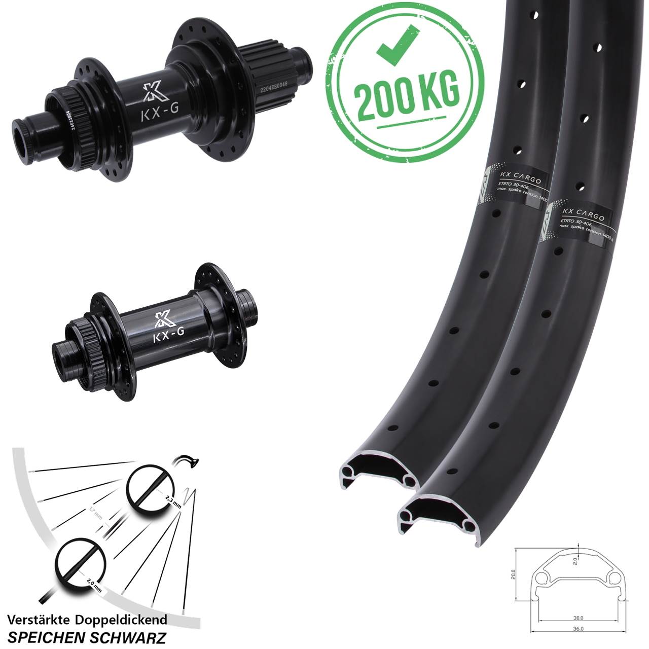 29 Zoll KX-GS Cargo Heavy Duty Centerlock Laufradsatz 15x100 12x142 Micro Spline