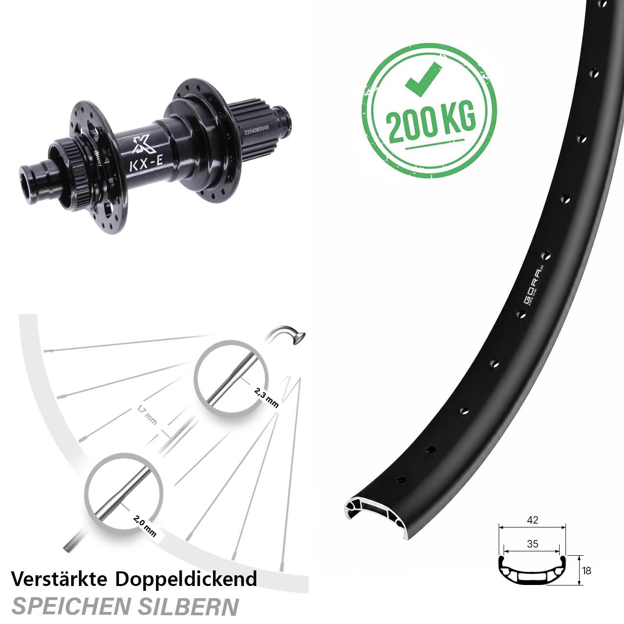 Gora 35 Heavy Duty KX-E 27,5 Zoll Centerlock Hinterrad 12x148 Micro Spline