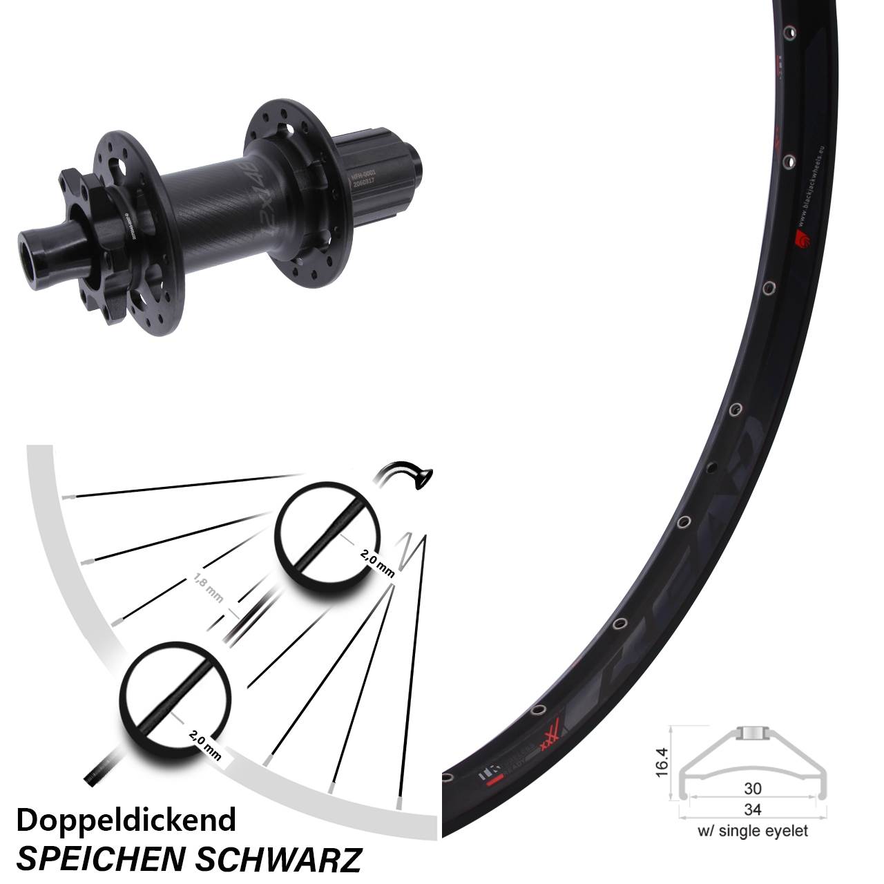 Boost 6-Loch Hinterrad 12x148 27,5 Zoll Rodi Ready 30 Bear Pawls 8-11 fach HG