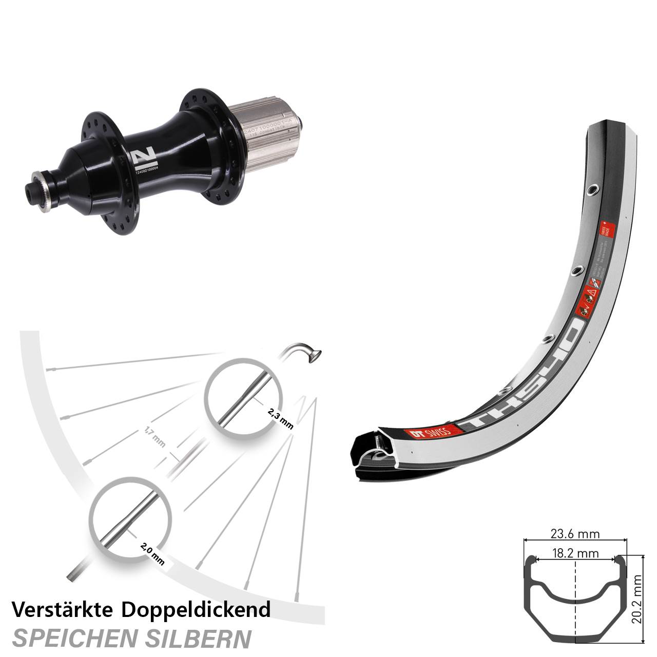 Hinterrad für Schnellspanner 28 Zoll DT Swiss TK540 Novatec F162 Strong 8-12 fach