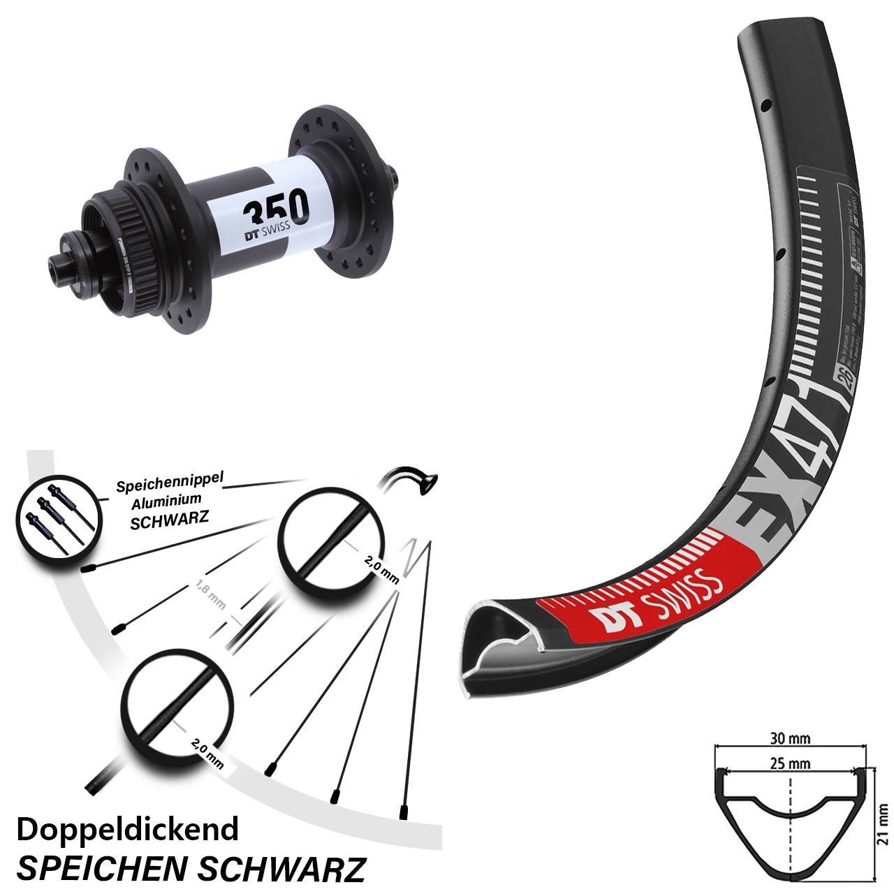 Disc Vorderrad für Schnellspanner 29 Zoll DT Swiss EX 471-350