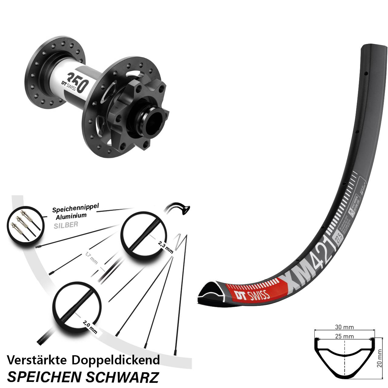 Boost 6-Loch Vorderrad 15x110 650B DT Swiss XM421-350