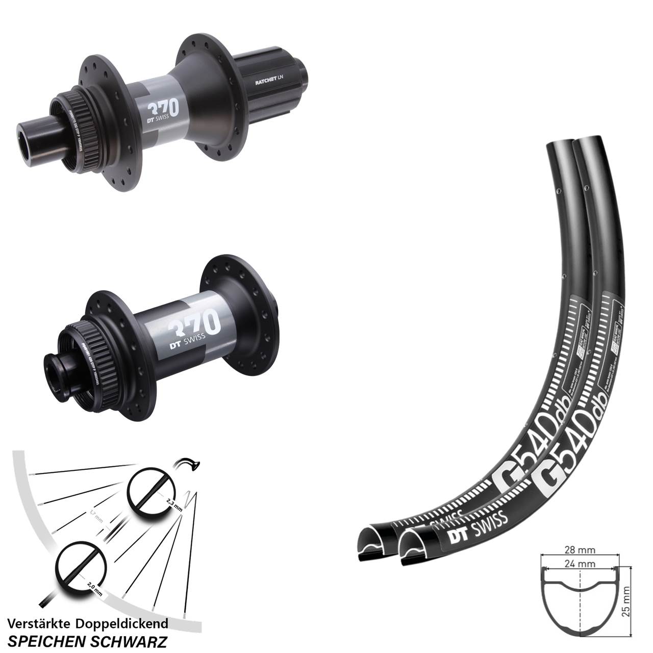 Centerlock Laufradsatz 29 Zoll DT Swiss G 540-370 11-12 fach HG 15x100 12x142