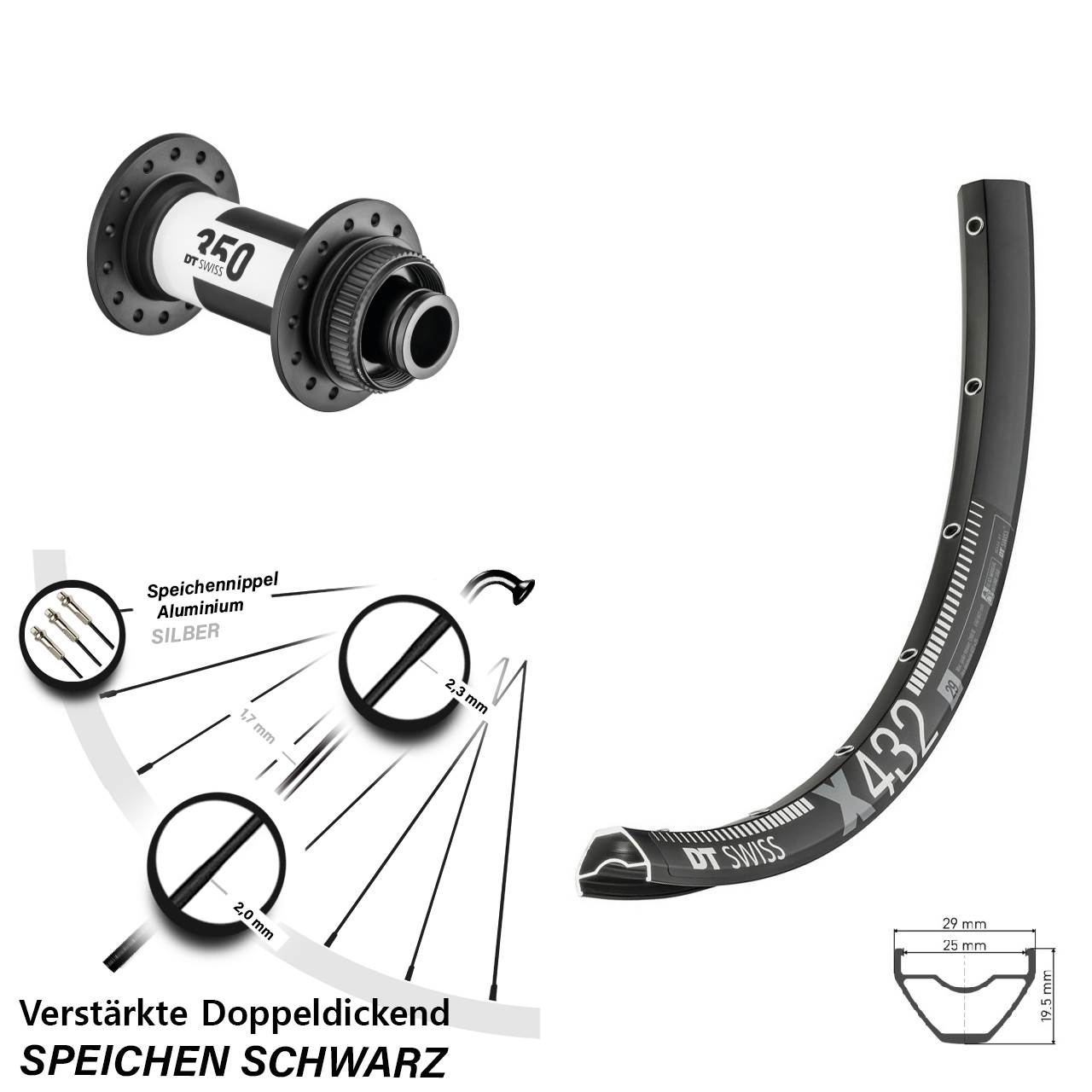 29 Zoll DT Swiss X 432-350 Disc Laufrad 15x100