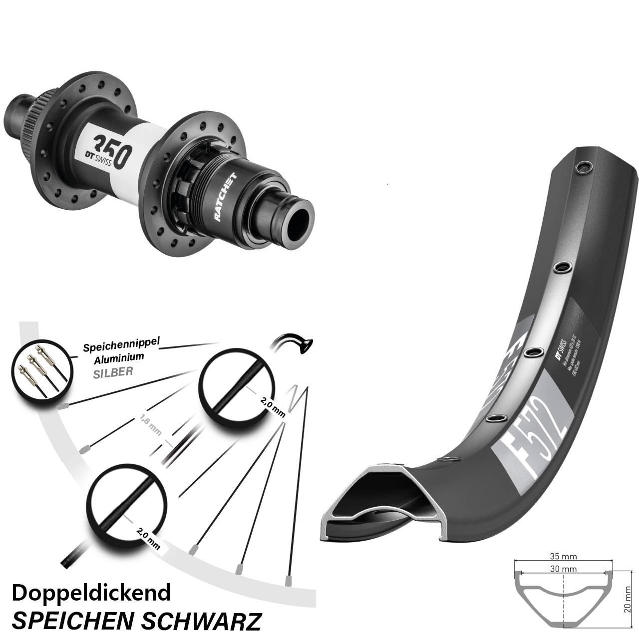 DT Swiss F572 27,5 Zoll Hinterrad 350 Centerlock XD 12x148