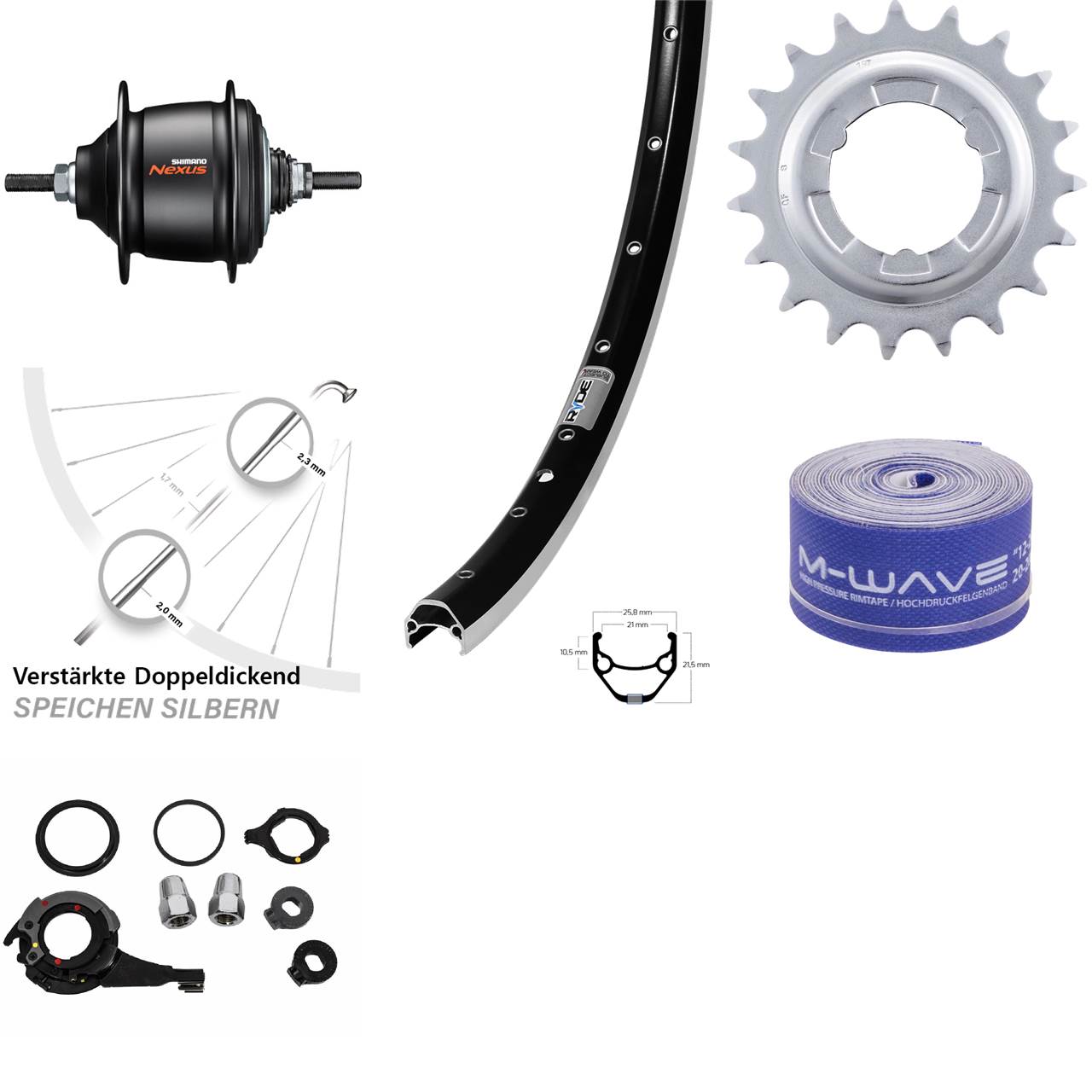 26 Zoll Hinterrad Shimano Nexus 8 Gang Freilauf Ryde Zac 421