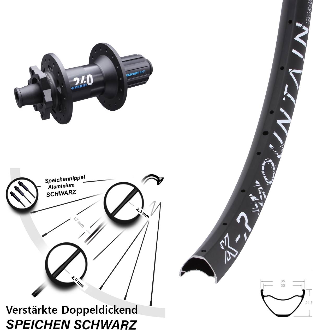 Disc Laufrad 27,5 Zoll KX-R Mountain DT Swiss 240 Hybrid 8-11 fach 12x148