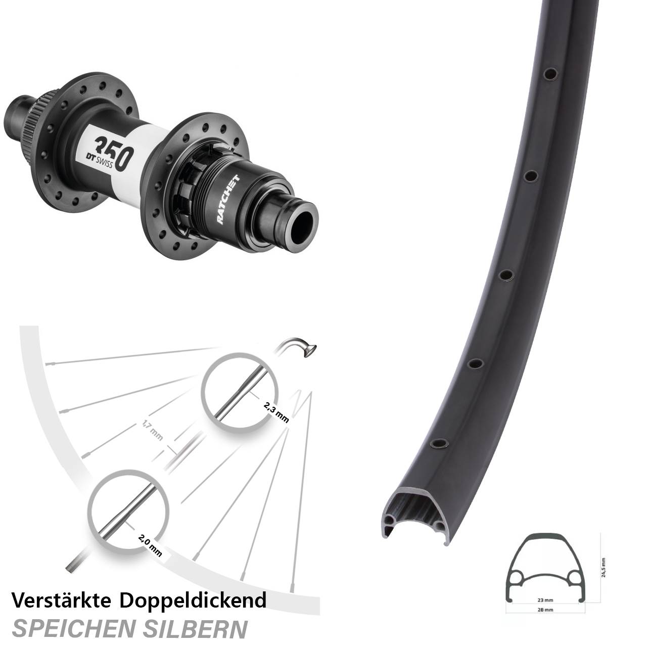 Ambrosio Sport DT Swiss 350 28 Zoll Disc Laufrad 12x142 XD 11-12 fach