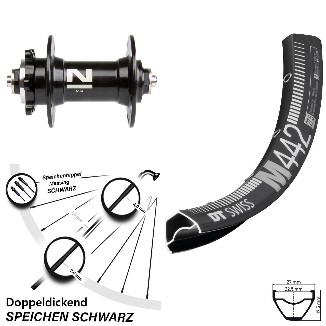 Vorderrad 6-Loch 28-29 Zoll DT Swiss M 442 Novatec D-041 QR