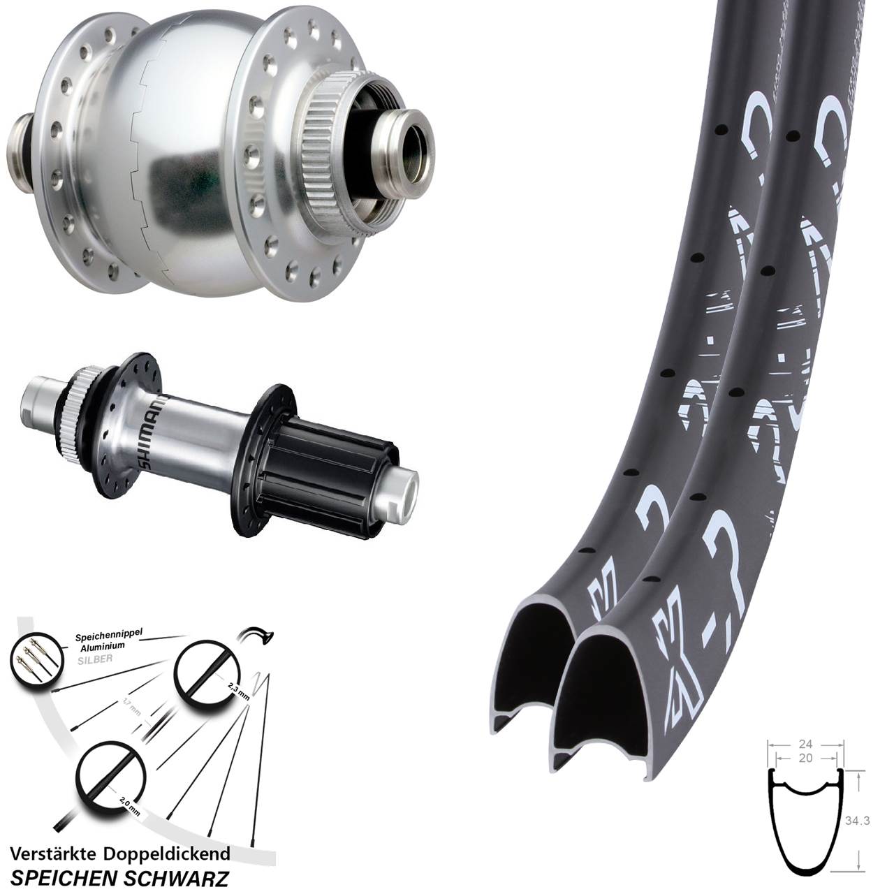 Disc Laufrad-Satz 12x100/142 29 Zoll KX-R Road SONdelux Shimano FH-RS770 8-12 fach