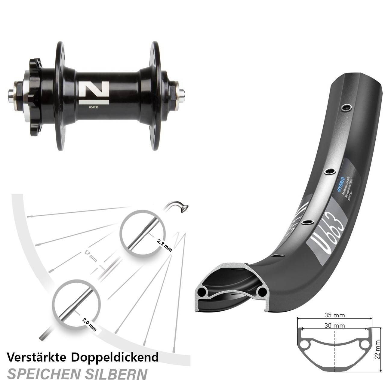 DT Swiss U663 Novatec D-041 26 Zoll Disc Laufrad für Schnellspanner