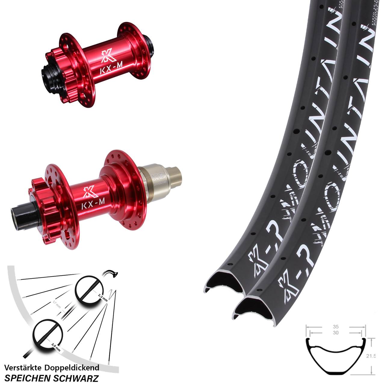 27,5 Zoll KX-MR Mountain rot Disc Laufradsatz 15x100 12x142 XD 11-12 fach