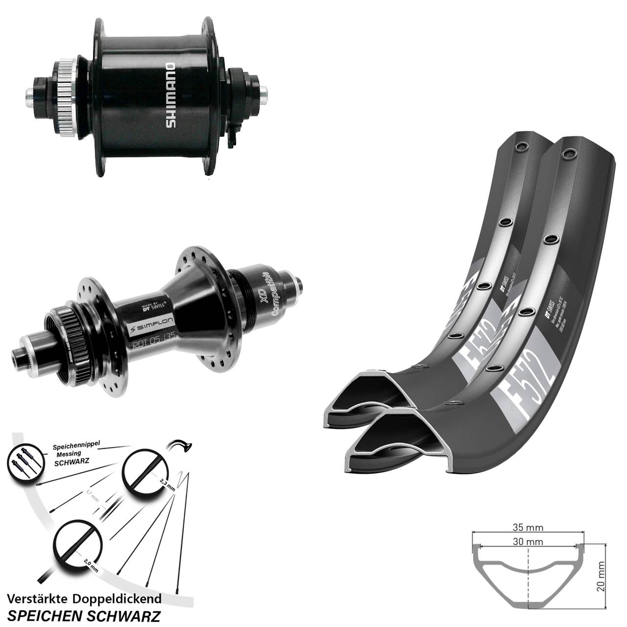 Laufradsatz Centerlock QR 29 Zoll DT Swiss F572-370 Shimano DH-UR700-3D SRAM XD