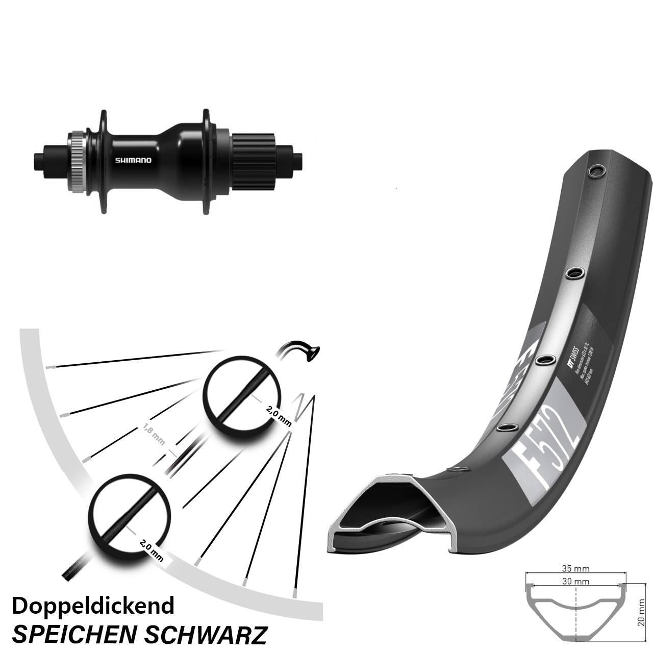 DT Swiss F 572 Shimano FH-QC500 650B Centerlock Hinterrad QR Micro Spline