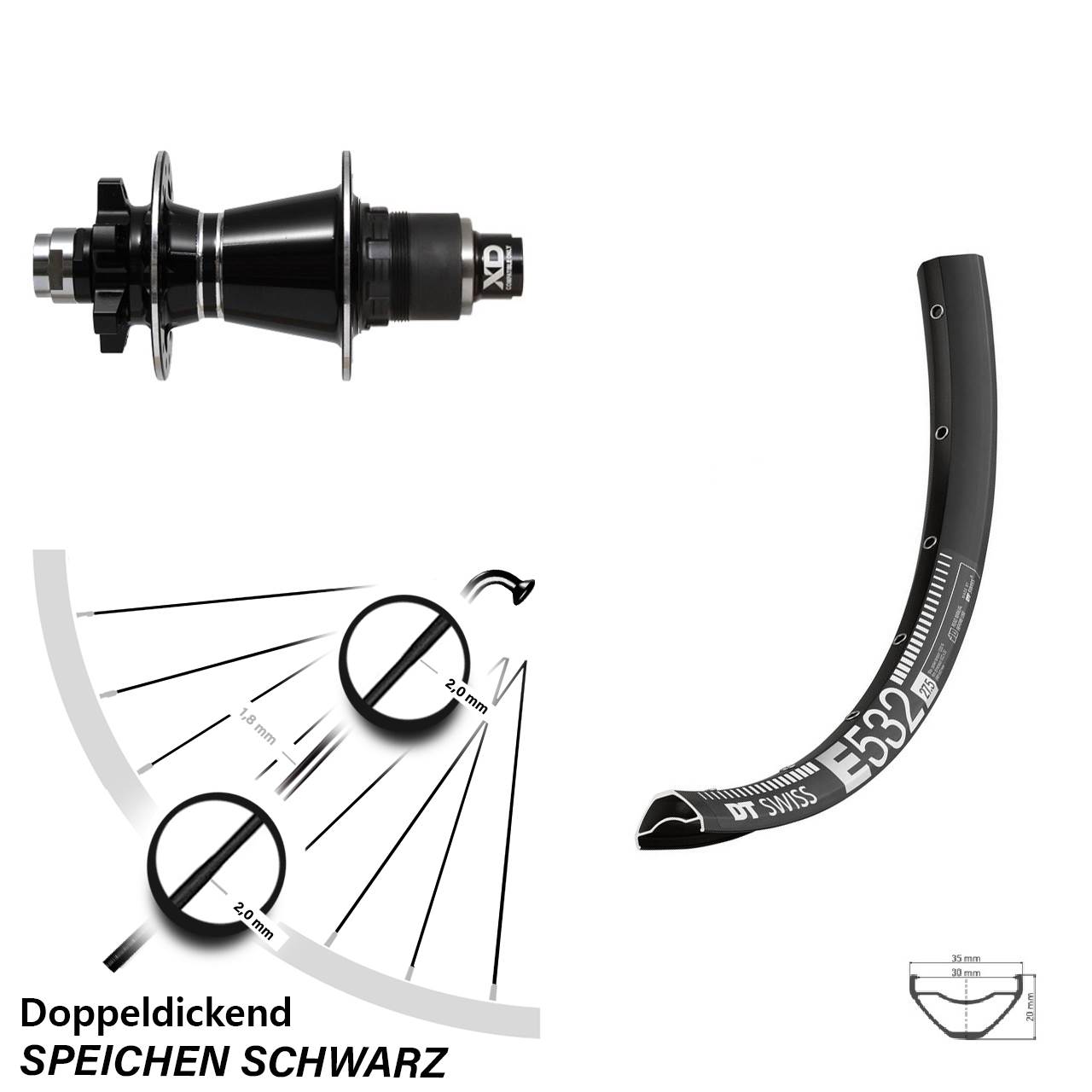 27,5 Zoll DT Swiss E 532 Formula GDC Disc Laufrad 12x142 XD 11-12 fach