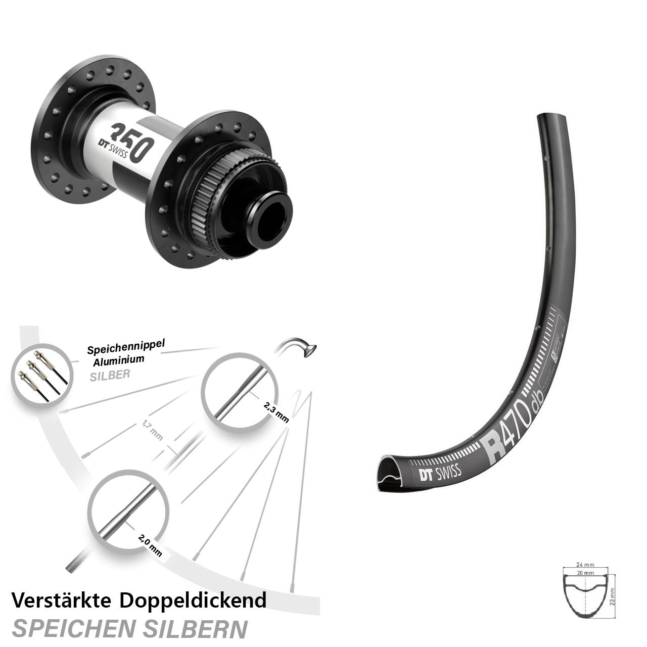 Vorderrad 28 Zoll DT Swiss R 470-350 Centerlock 12/100