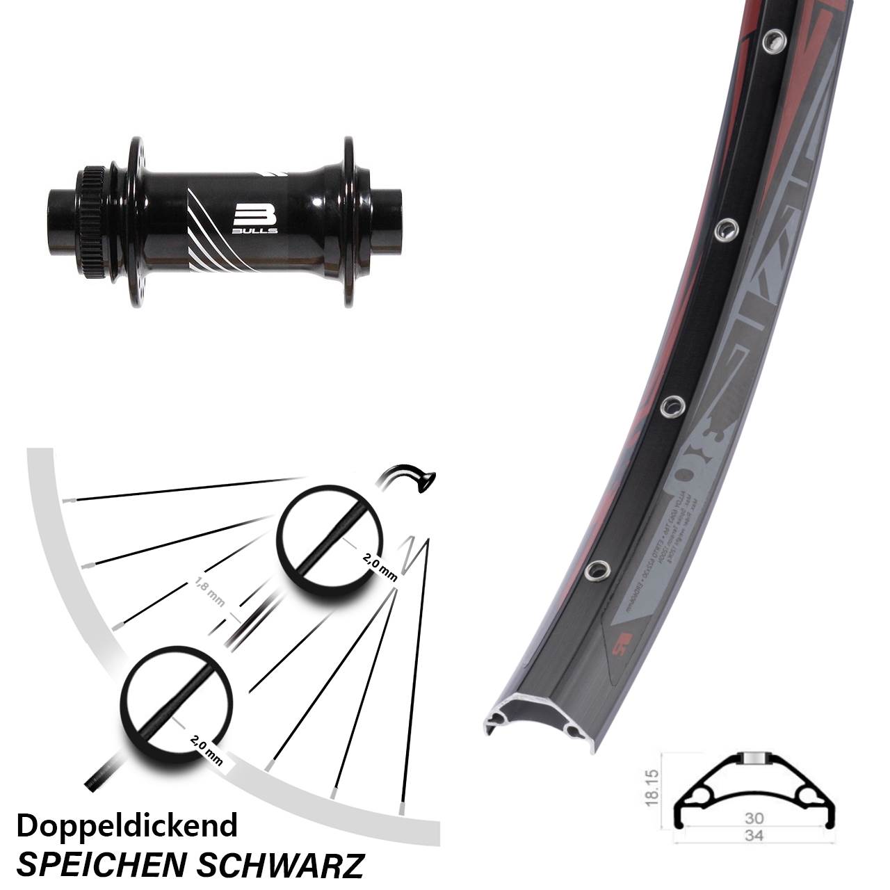 29 Zoll Rodi TRYP 30 Formula CL-811 Vorderrad Centerlock 15x110 Boost