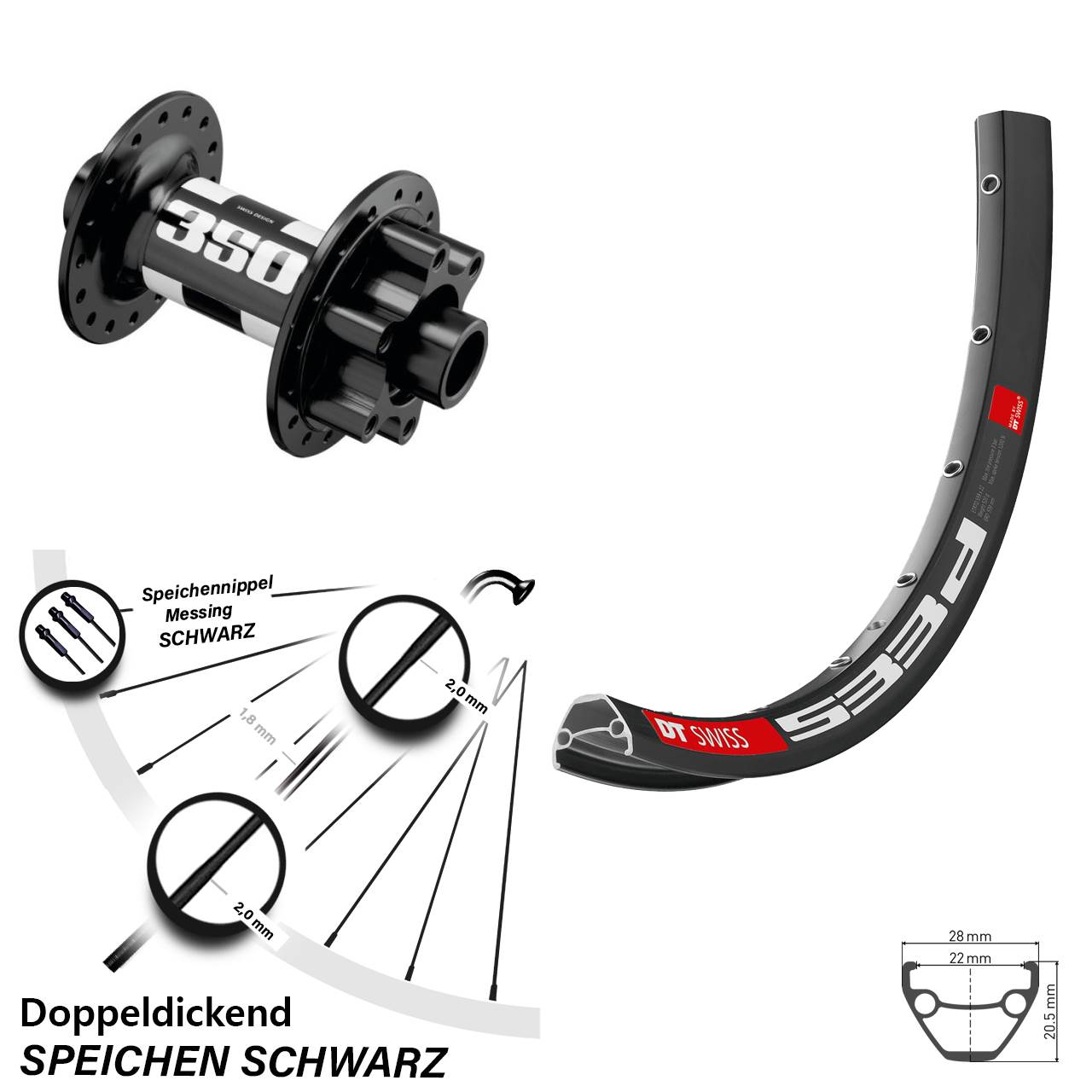 DT Swiss 533 D 350 27,5 Zoll 6-Loch Vorderrad 15x110 Boost