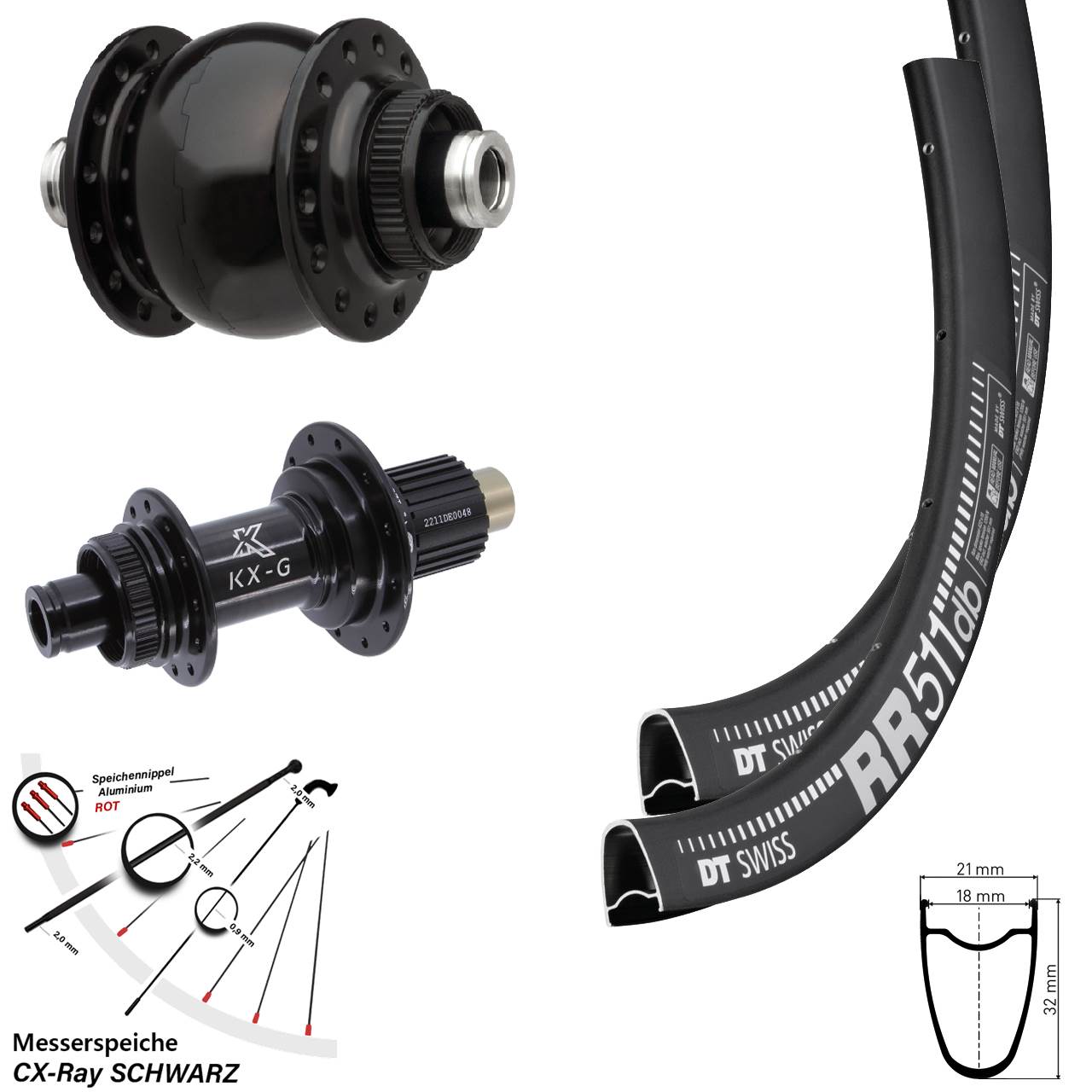 Disc Laufrad-Satz 12x100/142 28 Zoll DT Swiss RR511 KX-G SON Shimano Micro Spline CX-Ray