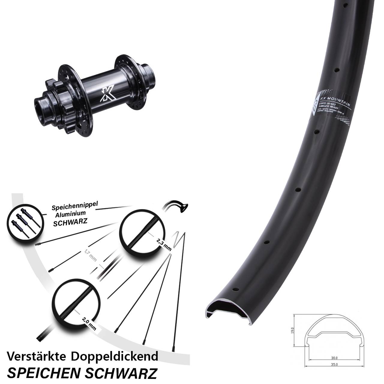 KX Mountain TR verstärkt Downhill 29 Zoll 6-Loch Vorderrad 20x110 (DH alt)