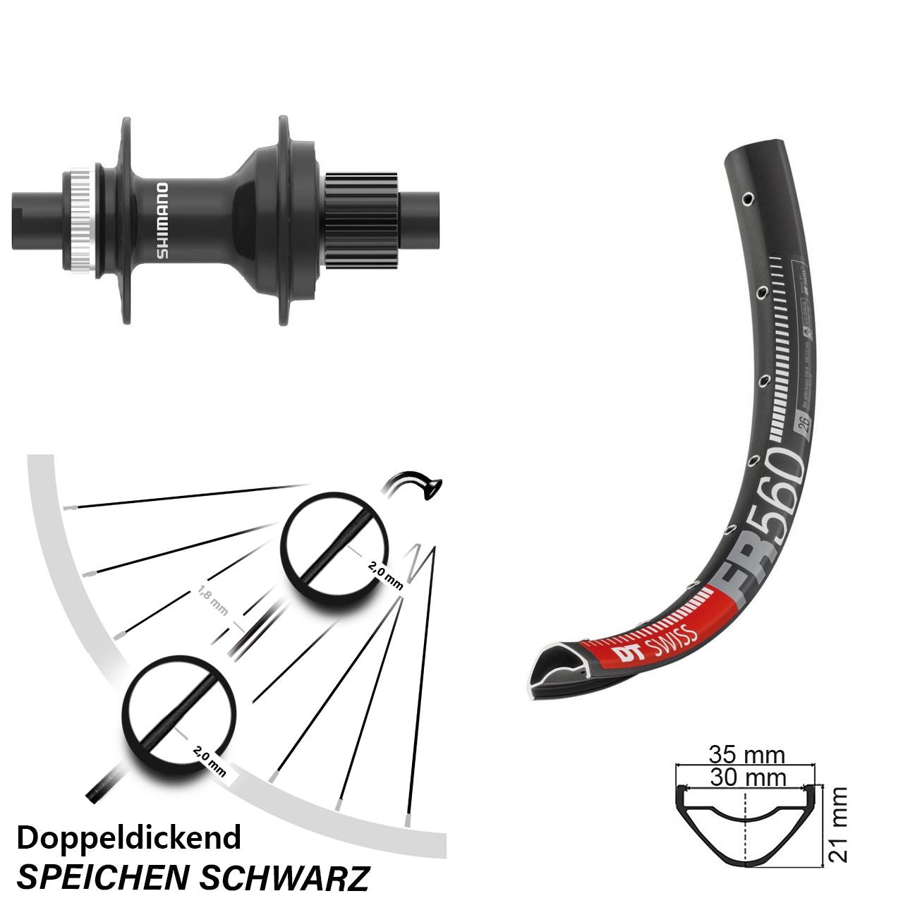 26 Zoll DT Swiss FR 560 Shimano FH-MT410 Centerlock Hinterrad 12x142 Micro Spline