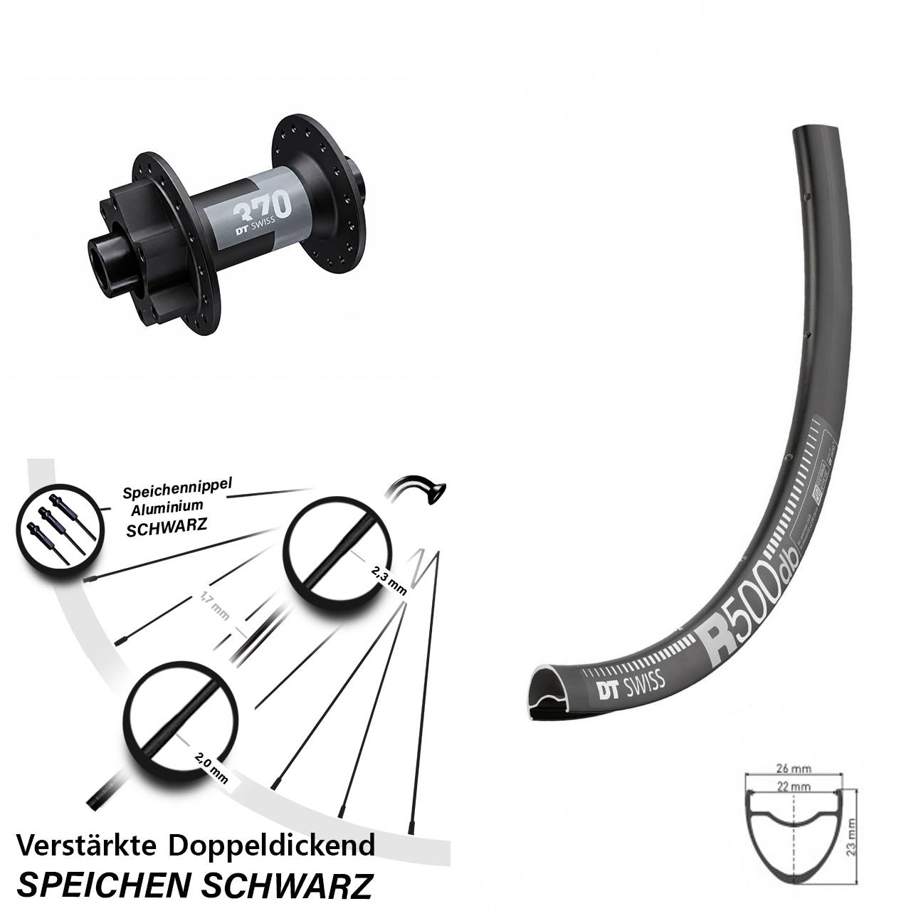 Disc Laufrad 12x100 28 Zoll DT Swiss R 500-370