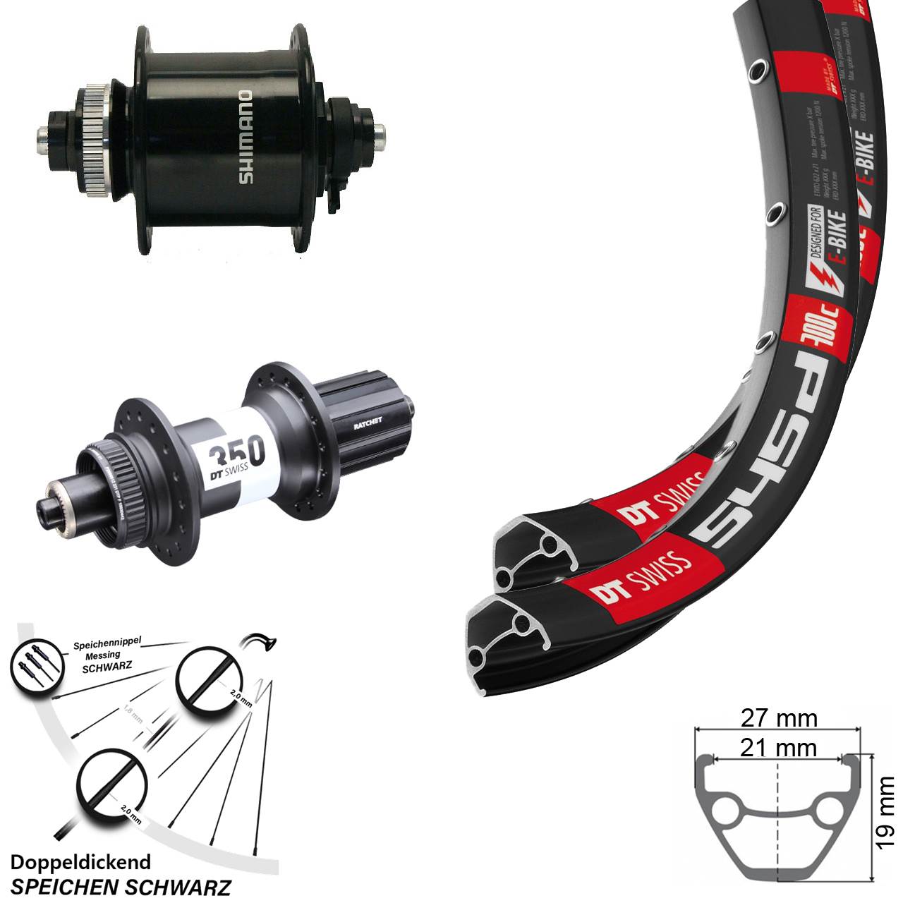 DT Swiss 545 350 Shimano DH-UR700-3D 29 Zoll Disc Laufradsatz für Schnellspanner 8-11 fach