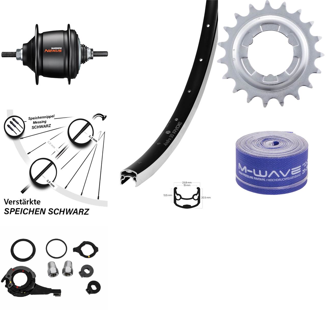 26 Zoll Hinterrad Shimano Nexus 8 Gang Freilauf Ryde Andra 30 schwarz